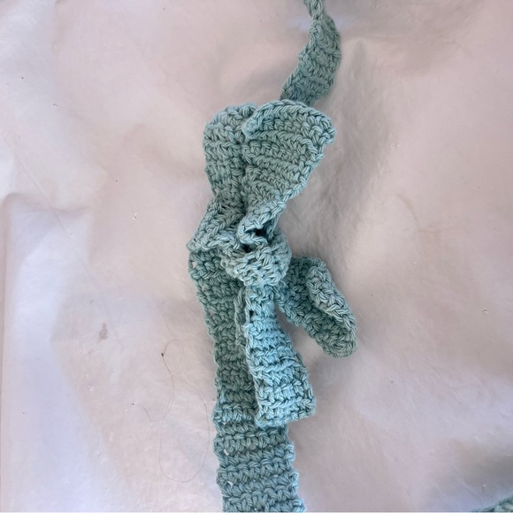 Handmade Crochet Crossbody Shoulder Bag Aqua Blue Boho Festival - Picture 5 of 7